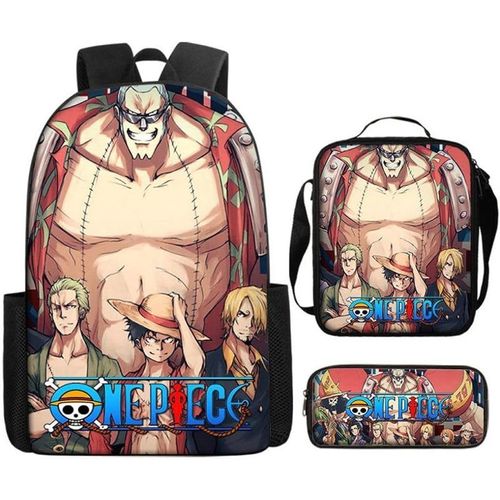 3Pcs Sac ?� Dos One Piece Enfant Gar?�ons Filles Cartable ET Trousse Anime Sac ?� Bandouli?�re Zoro 