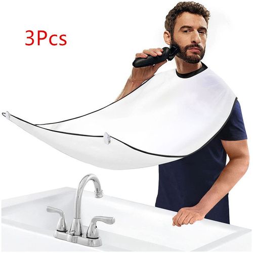 3pcs Tablier  Barbe Pour Barbe, Cape De Rasage Pour Cheveux, Barbe Lle Chiffon De Collecte Est Lisse Et Non Collant Avecventouses, Grand Chiffon, Gardez Le Lavabo Propre L Blanc