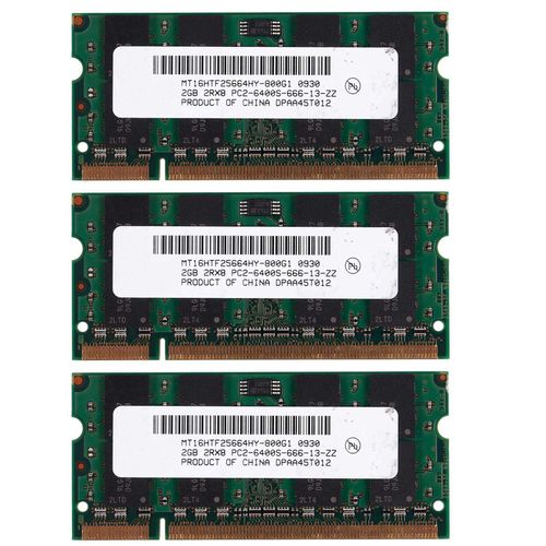 3X 2GB DDR2 PC2-6400 800MHz 200 Broches 1.8V MMoire D'Ordinateur Portable SO-DIMM RAM pour Ordinateur Portable