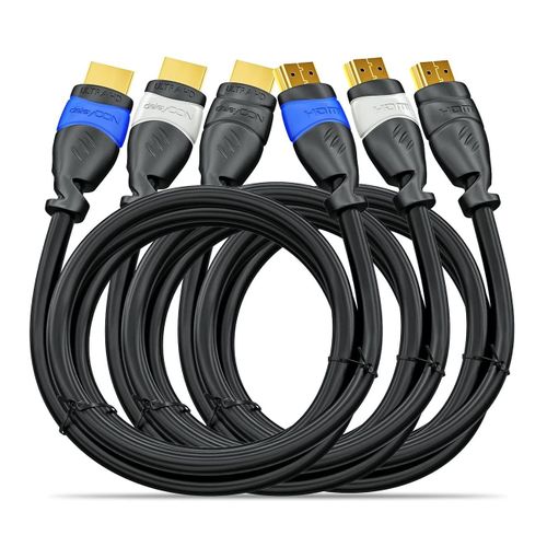 3x 2m Ensemble de Cble HDMI Compatible 2.0a/b/1.4a - UHD 4K HDR 3D 1080p 2160p ARC