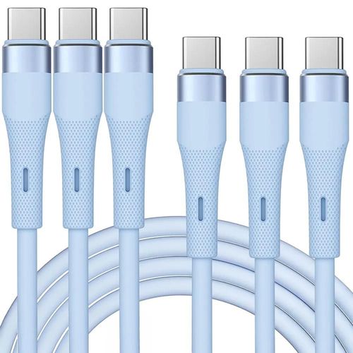 3x Cble USB-C vers USB-C 60W pour Samsung Galaxy A16 A36 A15 A14 A25 A35 A55 A54 A05s - Bleu 1M