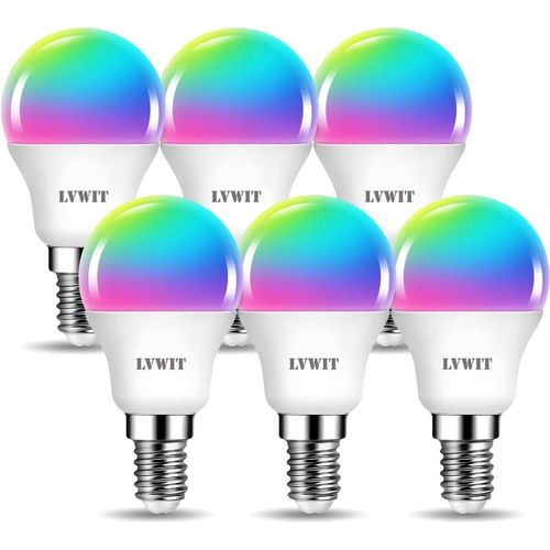 4.9w Ampoule Connecte E14, Smart G45 Ampoule Led Avec Wifi 470lm, Compatible Avec Alexa Et Google Assistant, Remplace 40w Ampoule Incandescent, Lot De 6[Amp745063]