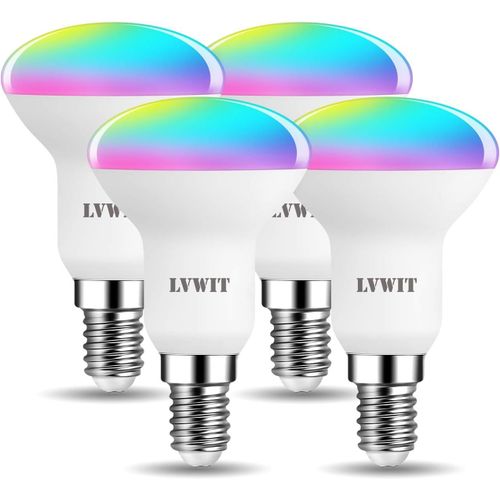 4.9w Ampoule Connecte E14, Smart R50 Ampoule Led Avec Wifi 470lm, Remplace 40w Ampoule Incandescent, Contrlable Via Tuya Smart Life Alexa Echo Dot Google Home, Lot De 4[Amp745065]