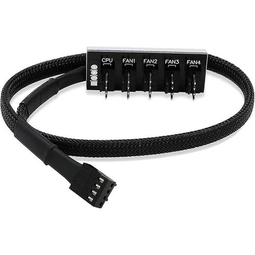 4 broches Pwm Fan Cble d'alimentation 1  5 Splitter 5 Way Hub Pc Case Carte mre interne Ventilateur Power Extension Cble Fil de cordon pour Atx Computer Case 4-pi