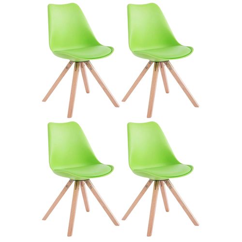 4 Chaises De Salle  Manger Style Scandinave En Synthtique Et Plastique Vert Pieds Carr En Bois Clair Cds10367