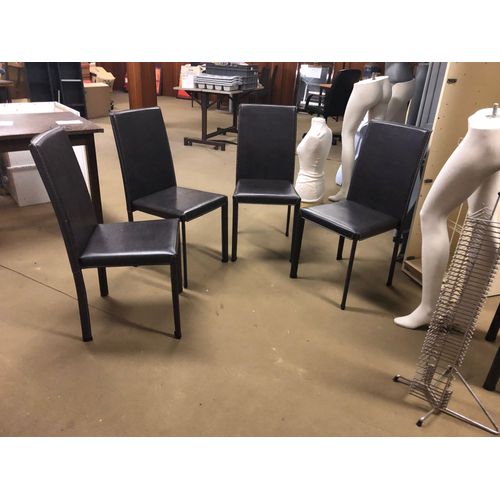 4 Chaises Similicuir Brun Fonc Peu Servi