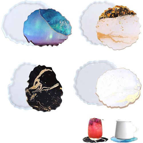 4 moules  dessous de verre en silicone, moules  dessous de verre en rsine, dessous de verre cratifs
