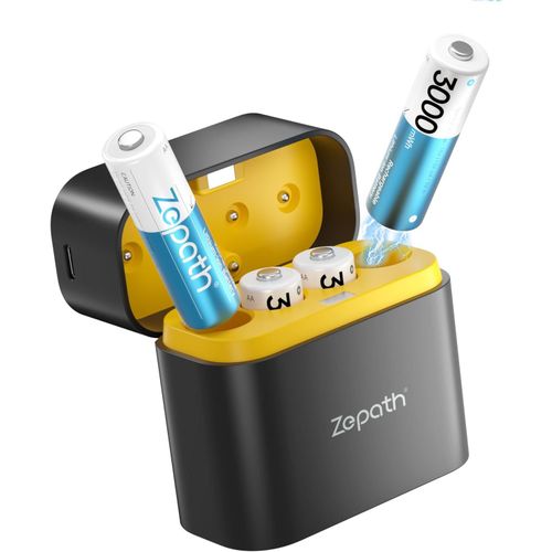 4 Pack Aa Rechargeable Lithium Batteries With Charger,3000mwh High Capacity 1.5v,Aa Li-Ion Long Life Rechargeable Batteries With Built-In Storage Box