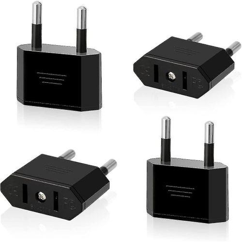 4 Pack Us To Eu Travel Plug Usa To 2 Pin Euro / Allemagne Plug America / Canada / Mexico Plug Converter Adapter pour les appareils avec alimentation US (noir)