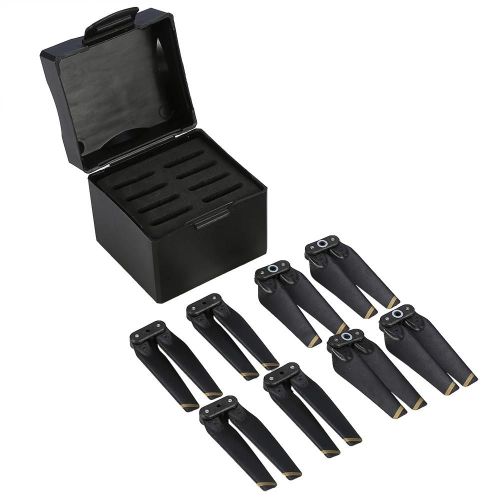 4 Paires 4730f Pales D'hlices Pliables + Bote De Rangement Pour Drone Dji Spark (Golden Stripe)