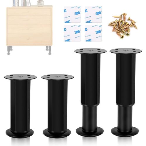 4 Pcs Pied Reglable Pour Meuble, 12-18 Cm Rglables Meuble Rglables, Support Pour Armoire Armoire Tv Lit Canap Table De Nuit Chaise[JIA5281006]