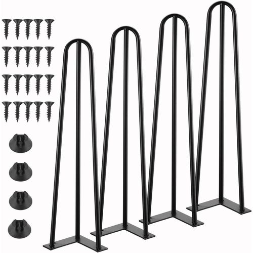 4 Pcs Pieds De Table En pingle  Cheveux 50cm, Pieds En pingle  Cheveux En Acier,Ensemble De Pieds De Table En pingle,Pieds De Table En Acier Solide  3 Tiges,Plusieurs Tailles[Jia5282693]