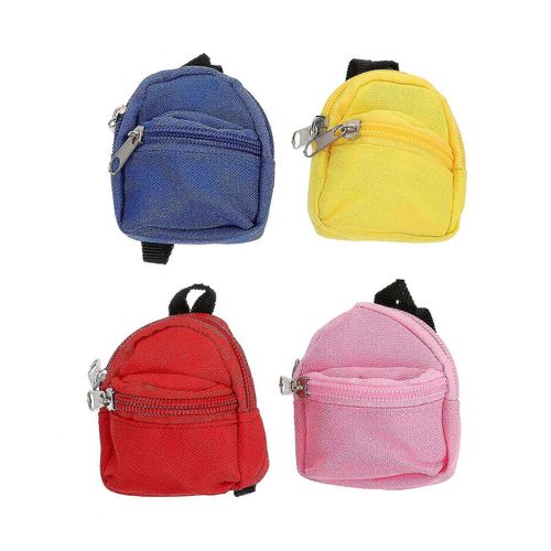 4 Pcs Zip Strings Jouets Mode Poupe Sac  dos Doll Sac Accessoires Mini Poupe Schoolbag Zipper Sac  dos Poupes Poupe Sacs Filles