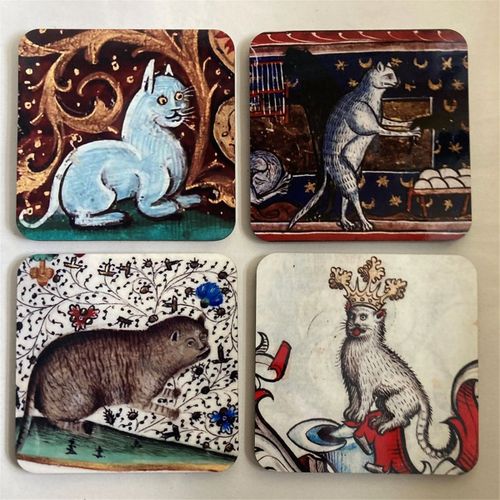 4 PiCes Dessous de Verre de Chat MDiVal pour Ensemble de Dessous de Verre Ronds  Motif de Chat, Dessous de Verre  Boire Dessous de Verre de Chat