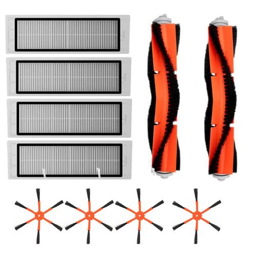 4 pieces filtre Hepa + 4 pieces Orange 6 bras brosse laterale + 2 pieces brosse princiPLe pour Xiao mi Robot aspirateur 2 Roborock S50 piece aspirateur