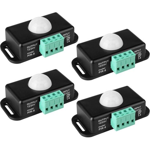 4 Pices Commutateur De Capteur Infrarouge, 12 V 24 V 6a Rglable Temporisation Dtecteur De Mouvement A Infrarouge, Dtecteur De Mouvement Lumire Dc Led Pour Placard Cuisine Escalier