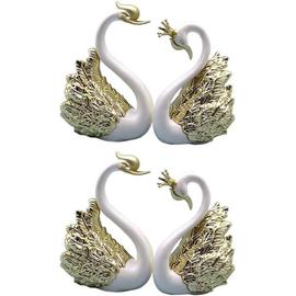 4 Pièces de Figurines D'Ornements de Cygne, Décoration de Gâteau de Cygne,  Décoration de Figurines de Voiture, Décoration de Noël de Mariage à la A