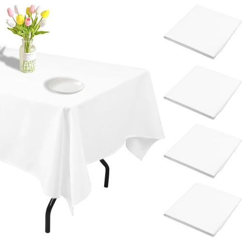 4 Pices Nappe Jetables, Nappes Rectangulaires Blanches 137 X 274 Cm, Nappes Rsistant Aux Taches Jetables, Nappes Impermable En Peve Jetables, Nappe Jetable Anniversaire Pour Ftes Banquet Mariage