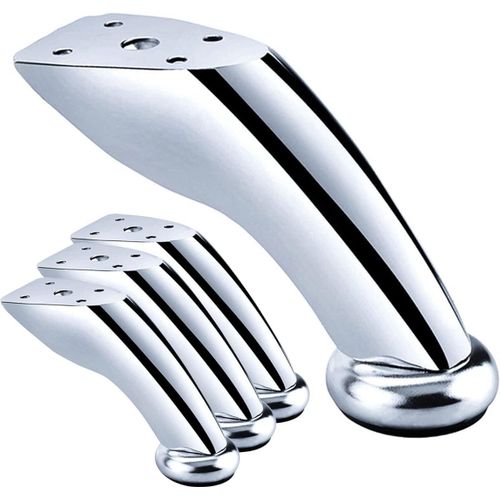 4 Pices Pieds Des Meubles, Pieds En Fer Chrom, Pied De Canap Inclinaison, Pieds De Table Basse, Pied De Table Obliques, Pour Canaps, Chaises, Tabourets, Armoires(Argent, 9.5cm)
