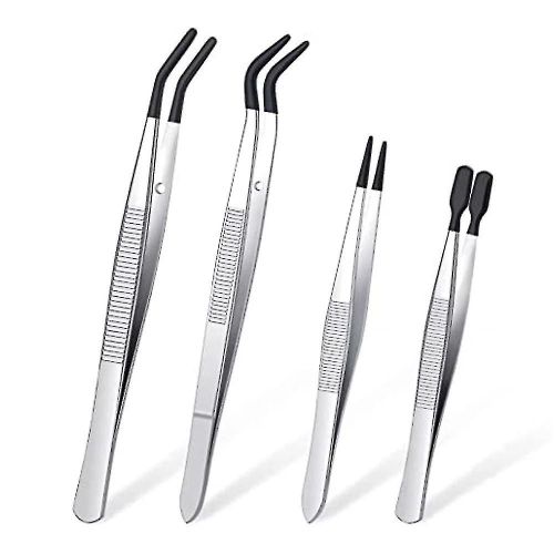 4 Pices Pinces Set Avec Embouts En Caoutchouc Pinces  piler Enduites De Pvc, Pincettes  Pointe Fine En Caoutchouc Pince  Pointe Plate En Caoutchouc