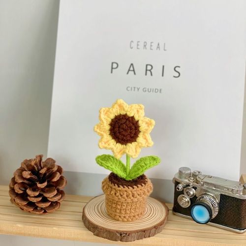 4 Pices?Crochet Tricot  La Main Fleurs Plantes, Meubles / Bureau / Bureau Dcoration, Cadeau Cratif, Cratif  La Main