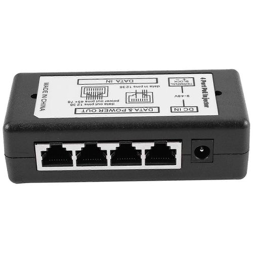4 Port Poe Injecteur Poe Adaptateur Secteur Ethernet Broche dalimentation 4,5 (+) / 7,8 (-) Entre Dc12V-DC48V pour