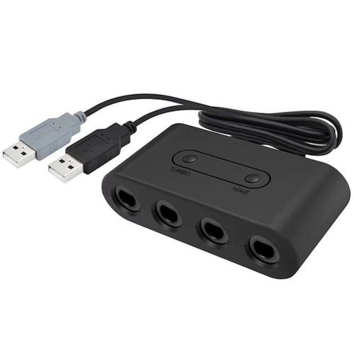 4 Ports Gamecube Adaptateur Contrleur Pour Commutateur Wii U & Usb Pc + Noir