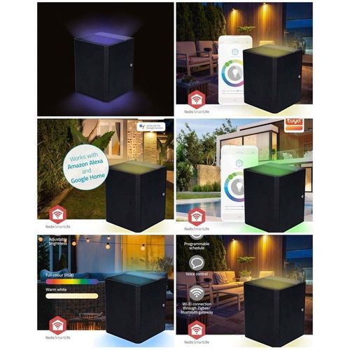 4 Projecteurs Extrieur Wifi Ip65 Lampes Leds Rvb 12 + 4 W Blanc Chaud / Rgb 2700 K Aluminium Android/ Ios