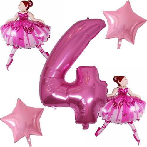 4 : Quatre 4 : Quatre 4 : Quatre Ballerine Dcoration Anniversaire 4 Ans Set - Ballerine Dcoration Ballet Princesse Ballon, Ballon Chiffre Chiffre 4
