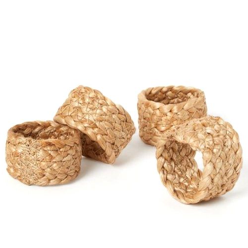 4 Ronds De Serviette En Jute Tress