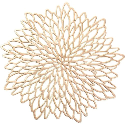 4 Sets De Table Feuilles Rondes En Pvc (Or), Sets De Table En Vinyle Lavables Et Rsistants  La Chaleur, Adapts Aux Tables De Cuisine, Sets De Table De Dcorations De Mariage