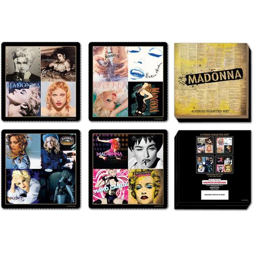 4 Sous Verres Avec Des Images De Madonna Import Italy 2010 Live Nation  Boy Toy Merchandise Product By Pick Up Made In China Dessous De Verres Rare Merchandise Collector Official Four (4) Coaster