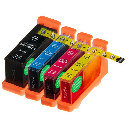 4 X Cartouche D'encre Avec Puce Compatible Lexmark 100, 100xl Pour Imprimantes  Genesis S815, Impact S305, Interact S602, Interact S605, Interpret S402, Interpret S405, Intuition S505, Pinnacle Pro