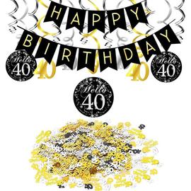 Confetti d'anniversaire étape 40e anniversaire, noir/argent/or