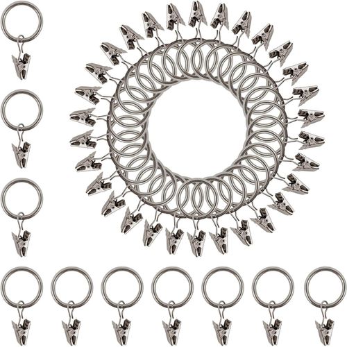 Lot De 40 Anneaux De Rideau Et 40 Crochets En Plastique - En