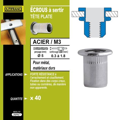 40 crous  Sertir M8 16 X 1,5 Mm 0,5  3 Mm
