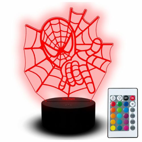 Veilleuse Led 3d Statuette Gravure Marvel Spiderman Conte De Fées Film Pour Enfants