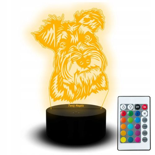 Veilleuse Led Chien Schnauzer Miniature Animal Chien Portrait 3d Nom