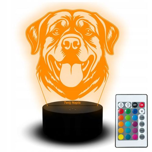 Veilleuse Led Chien Rottweiler Portrait Animal Pour Enfant Nom