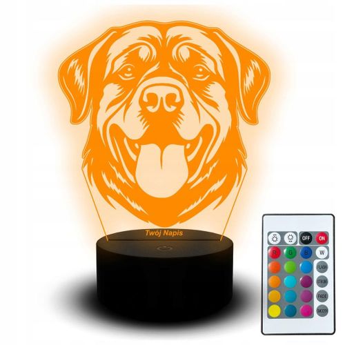 Veilleuse Led Chien Rottweiler Portrait Animal Pour Enfant Nom
