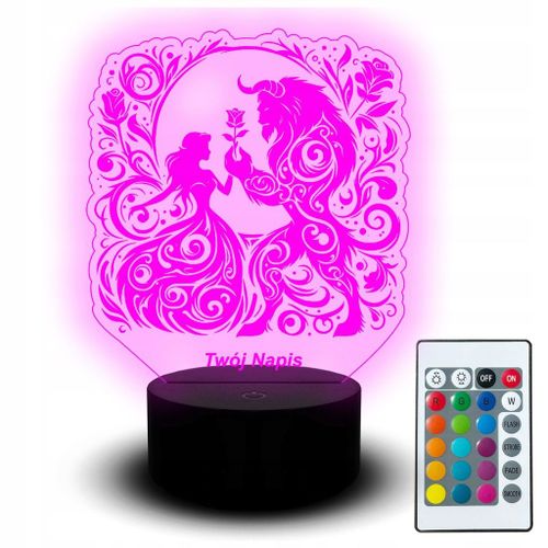 Lampe LED Cadeau Saint Valentin La Belle et la Bête Couple pour Elle Lui Coffret
