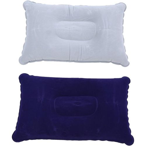 Lot De 2 Coussins Gonflables De Camping, Gris, Pour Le Bureau, Les Week-Ends, Les Vacances À La Plage, Les Vacances En Tente (Gris Clair, Bleu Foncé)