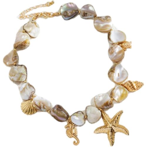 Collier Et Bracelet En Perles Épaisses Pour Femme, Bijoux Bohème, Coquillage, Étoile De Mer, Plage, Vacances, Ras Du Cou, Perles D'eau Douce, Accessoires Côtiers D'été