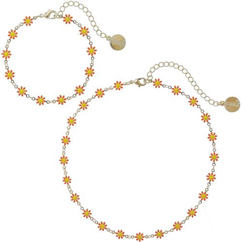 Collier Ras Du Cou Et Bracelet Marguerite, Chaîne En Or, Ensemble De Bijoux En Forme De Fleur Pour Femmes Et Filles