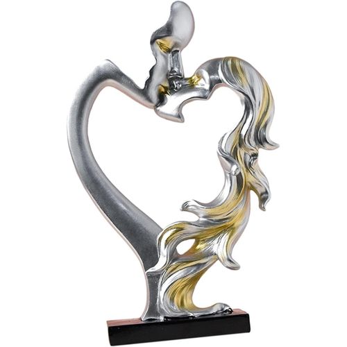 Figurine de couple s'embrassant, statue de couple romantique de style nordique, sculpture pour centre de table, étagère, décoration d'intérieur, argent