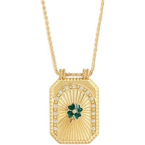 Collier En Laiton Plaqué Or 14 Carats Avec Carte De Tarot Carrée, Style Rétro, Soleil, Lune, Étoile À Huit Branches, C?Ur, Trèfle, Herbe Porte-Bonheur, Champignon, Chaîne De Dessin Animé