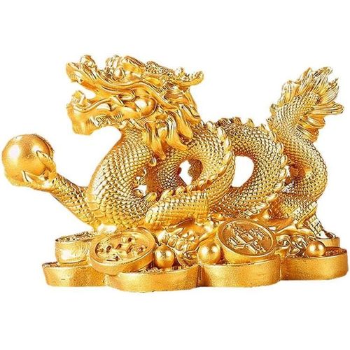 Statue de dragon Feng Shui 2024 Figurines de dragon chinois Sculpture de dragon du Nouvel An 2024 Ornement de figurine de l'année du dragon Attirer la richesse et la bonne chance pour la maison de bur