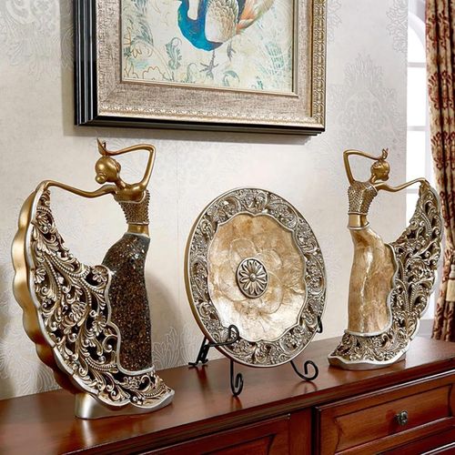 Lot De 3 Statues De Danseuse De Coquillage Romantique, Décoration De Bureau, Figurines Dorées Vintage, Sculptures D'art Abstrait, Figurines De Collection Pour Bibliothèque, Bureau, Étagère