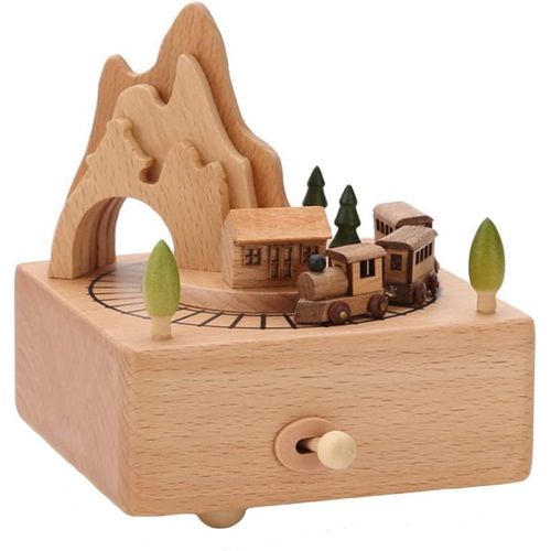 Boîte À Musique De Noël En Bois, Carrousel, Arbre De Noël, Train, Cadeau D'anniversaire Pour Fille, Épouse, Amie, 10,9 X 10,9 X 13 Cm, Kx14jl7pr7036r16asp