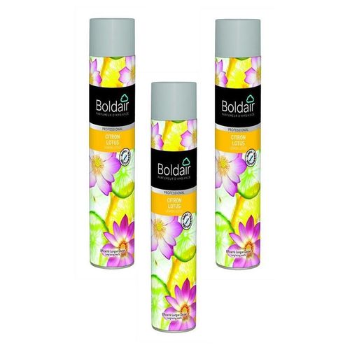 Boldair Lot de 3 Aérosols 750 ml désodorisant parfumant citron lotus